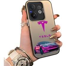 HONTINGA Vivo V60 5g ile Uyumlu Kılıfı Silikon Kenar Sert Arka Düşüme Önleyici Basitlik Anti Düşme Kamera Korumali Tesla Desen Telefon Kılıfı Kadın ve Erkek Için Uygundur K1-1107
