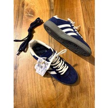 Evlium Adidas Handball Spezial Lacivert Süet Unisex Spor Ayakkabı - Beyaz Çizgili Retro Sneaker