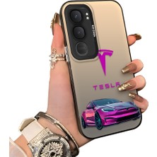 HONTINGA Vivo Y31 5g ile Uyumlu Kılıfı Silikon Kenar Sert Arka Düşüme Önleyici Basitlik Anti Düşme Kamera Korumali Tesla Desen Telefon Kılıfı Kadın ve Erkek Için Uygundur K1-1107