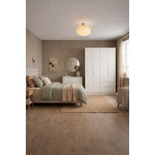 By Cino BYCİNO Fatih 4 Kapaklı 2 Çekmeceli Kendinden Kulplu Modern Tasarım Mdf Membran Kapak Beyaz Gardırop