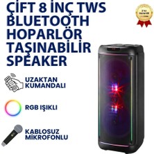 Hızlı Store Çift 8 Inç Tws Bluetooth Hoparlör   Taşınabilir Speaker
