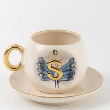 BSK Ceramics Handmade Kelebek Harfli Kahve Fincanı S Harfi