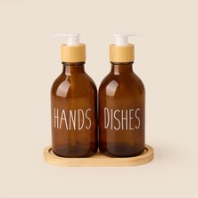Matmel Bambu Standlı 2'li Cam Sıvı Sabunluk - 350 ml