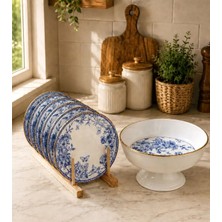 Pinkev Butterfly 7 Parça 6 Kişilik Seramik Meyvelik Ve Pasta Tabağı Takımı