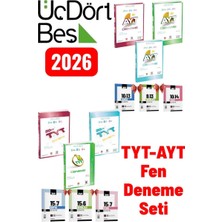 ÜçDörtBeş Yayınları 2026 Ayt-Tyt Fen Bilimleri Fizik - Kimya - Biyoloji Deneme Seti ve Marka Yayınları Deneme Hediye