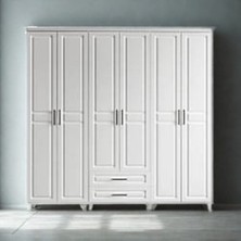 Sarıoğlu Mobilya Handy 6 Kapaklı Mdf Gardırop 210X210X52 cm Beyaz