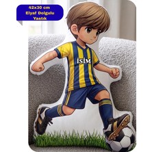 Caisya Taraftar Yastık Sarı Lacivert Formalı Futbolcu Figür Isimli Yastık Çift Yön Baskılı Yastık 42X30CM