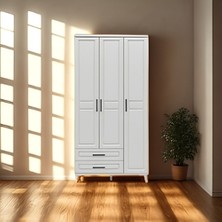 Sarıoğlu Mobilya Handy 3 Kapaklı Mdf Gardırop 105X210 cm Beyaz | Çekmeceli, Yavaş Kapanır, Kompakt Tasarım