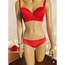 Hb Comfort Dolgulu Taşlı Dantel Sütyen Takımı