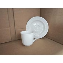 Sade 6 Kişilik Porselen Kahve Fincanı Takımı Beyaz Türk Kahvesi Fincanı 8695569855AYBABASTORE