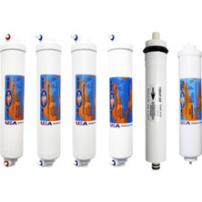 Spring Water Omnipure K25 Serisi Inline 6'li Membranlı ve Alkali 2551 Filtre Seti