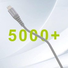 Type-C To Lightning Örgülü Hızlı Şarj ve Data Kablosu 1 Metre Gri