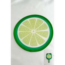 Yeşil Limon Dilimi Desen Katlanabilir Yuvarlak Yelpaze (21*21)