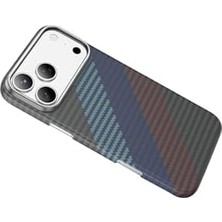 - 17 Pro Max ile Uyumlu Kevlar Yatay Renkli Ince Woven ile Uyumlu Kılıf