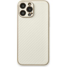 Mossem Iphone 13 Pro Kılıf Coco Karbon Silikon - Beyaz