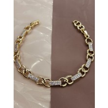 Zarene Silver Xuping Kenetlenmiş Zincir Bileklik 14K Gold