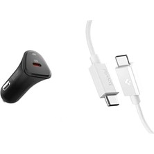30W Usb-C Araç Içi Hızlı Şarj Aleti Pps Destekli Akım Korumalı Güç Adaptörü & & iPad Type-C Pd 3.0 EV301 - ACP08699 Usb-C To Usb-C 2 Metre Kablo 60W