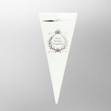 Mila Kurabiyka Mevlüt Külah Lokumluk Şekerlik Kutusu Gümüş Yaldızlı Beyaz Sünnet Bebek Söz Nişan Düğün (6*15CM) 25AD.
