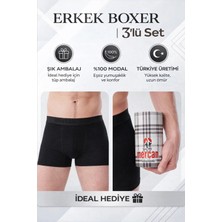 Mercan İç Giyim 3’lü Siyah Erkek Modal Boxer
