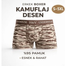 Mercan İç Giyim Kamuflaj Desenli Boxer (Kahve)-Terleme ve Koku Yapmaz-Bel Lastiği Tahriş ve Iz Yapmaz