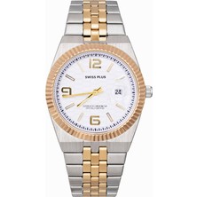 Swiss Plus Erkek Kol Saati - Signature Collection - Model-10 ST3442AGS White/gold