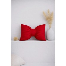 Ases Design Kırmızı Fiyonk Tasarımlı Dekoratif Içi Dolgulu Kırlent