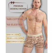 Mercan İç Giyim Kamuflaj Desenli Boxer (Bej)-Tahriş Etmeyen Bel Lastikli-Esnek Pamuklu Kumaş-Geniş Beden Aralğ S-5xl