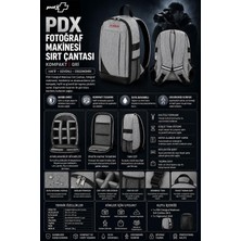 Pdx Fotoğraf Makinesi Sırt Çantası | For Canon | Gri