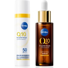 Q10 SPF50 Güneş Koruyucu Yüz Bakım Kremi 40ML ve Kırışıklık Karşıtı Çift Etkili Cilt Serumu 30ML