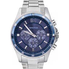 Swiss Plus Erkek Kol Saati - Essential Collection - Model-8 ST3516AGS Luxury Blue/silver