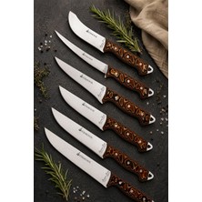 SÜRMENOX Sürmene Serisi 6 Lı Mutfak Bıçak Seti Kahve Verzalit Sap Et Ekmek Sebze Salata Fileto Şef Bıçağı (MFT-028)