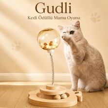 Gudli Kedi Oyuncağı Çift Katmanlı Döner Tabla Zeka Geliştirici Ödüllü Mama Oyunu