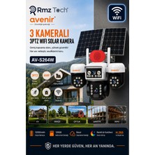 RMZTECH Avenir S264W 3 Kameralı 3ptz Wifi Solar Güvenlik Kamerası Çift Güneş Panelli