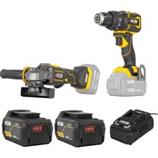 JCB Kömürsüz Darbeli Matkap (75 Nm) + Kömürsüz Avuç Taşlama (125 Mm) 18V - 2 x 5.0 Ah Li-Ion Batarya