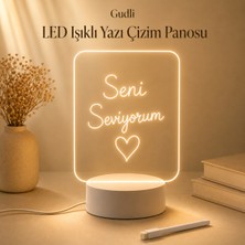 Gudli LED Işıklı Yazı Çizim Panosu Usb’li, Silinebilir, Dekoratif Gece Lambası