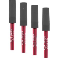 Uzun Süre Kalıcı Kadifemsi Kuruma Yapmayan Mat Likit Ruj - Lipstick 515 Cranberry (4 Paketi)