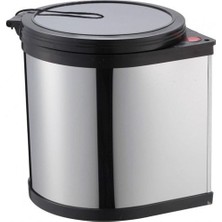 Sas Banyo, Mutfak Dolabı İçi 11 Litre Metal Çöp Kovası – Krom, Tüm Dolaplara Uyumlu Tezgah Altı Çöp Kovası