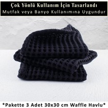 Püskül Mutfak Havlusu 3 Adet 100% Pamuk 30 x 30 cm Süper Emici Waffle Dokuma Modern Tasarım