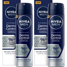 Men Erkek Sprey Deodorant Derma Control Clinical 150 Ml, 96 Saat Antiperspirant Koruma,ekstra Kuruluk,alkolsüz (2 Paketi)