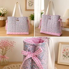 elisss bag Çiçek Desenli Kadın Çanta, Piknik Çantası, Lunchbag, Bebek Çantası, Plaj Çantası %100 Pamuk