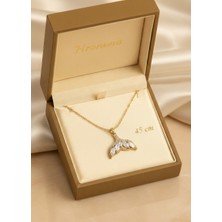 Stainless Steel 316L Çelik Zirkon Taşlı Balıkkuyruğu Model Gold Renk Kolye