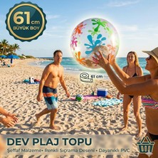 🌊 Dev Boy Renkli Sıçrama Desenli Şeffaf Plaj Topu – 61 cm / Designer Beach Ball Bestway 31001