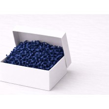 Orbak Kağıtçılık Beyaz Karton Takı Kutusu 9,5x9,5x2 cm – Kapaklı Model | 5 Adet + Lacivert Kırpık Kağıtlı