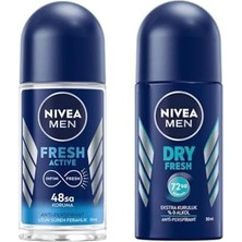 Men Erkek Roll On Deodorant Dry Fresh 72 Saat Koruma, Ekstra Kuruluk, 50 ml + Men Erkek Roll On Deodorant Fresh 50 Ml, Ter ve Ter Kokusuna Karşı 48 Saat Deodorant Koruması X2