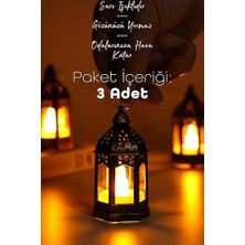 3 Adet LED Mum Retro Sokak Lambası Dumansız Pilli Alevli Dekoratif Yapay Mum Işıldak Gümüş 1036-5