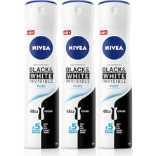 Kadın Sprey Deodorant & Invisible Pure, Ter ve Ter Kokusuna Karşı 48 Saat Anti-Perspirant Koruma 150ML x 3 Adet