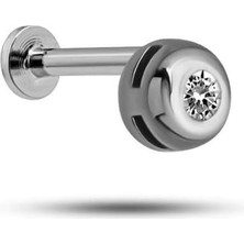 Karok Ticaret Nereze 925 Ayar Gümüş Rodyumlu Minimal Zirkon Taşlı Pırlanta Montürlü Tragus Piercing Küpe