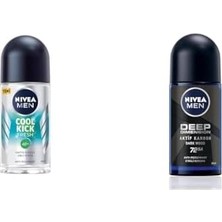 Men Erkek Roll-On Deodorant Kick Fresh Ter ve Ter Kokusuna Karşı 48 Saat Koruma, 50 ml X2 + Men Erkek Roll On Deodorant Deep Dimension 72 Saat Anti-Perspirant Koruma (50 Ml)