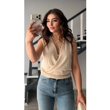 Elisin Taş Lyocell Karışımlı Kruvaze Bluz