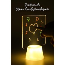 3lü LED Mum Yaz-Sil Işıklı 3 Kalemli Neon Yazı Tahtası Yazılıp Silinebilir Not Tahtası Akrilik